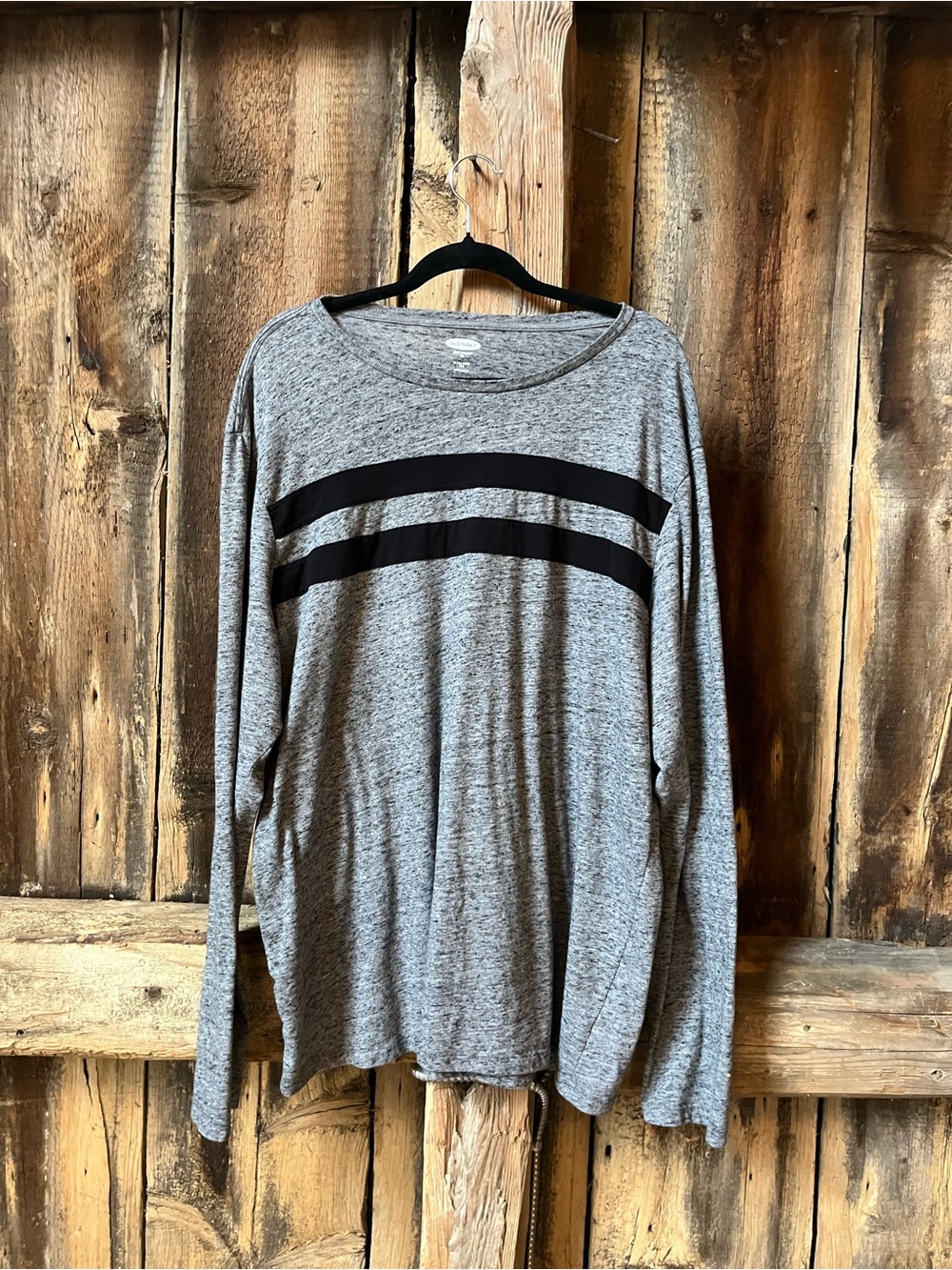 Old Navy Gray Crewneck Sweater with Black Chest Stripes - Men